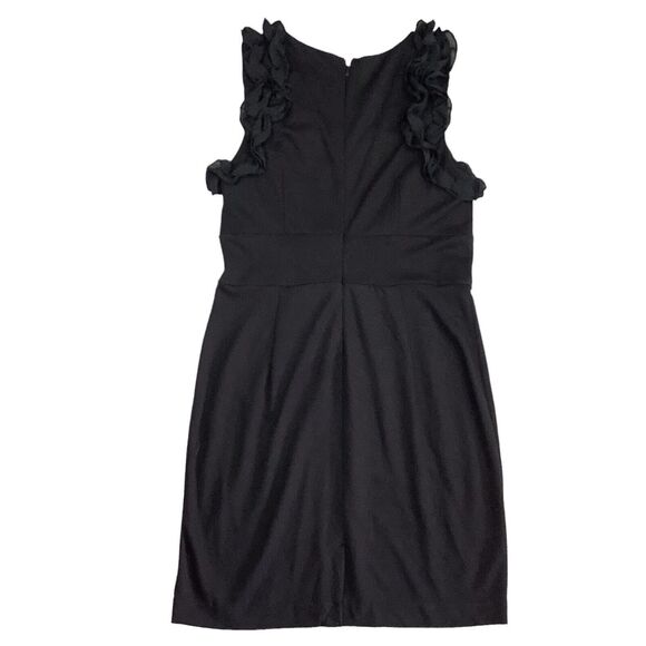 Carmen Marc Valvo Roma Midi Dress Women's 10 Sheath Ruffle Sleeveless Stretch - Picture 3 of 14